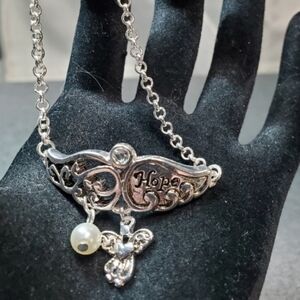 Angle Wings HOPE Bracelet w/Faux Pearl & Angel Charms